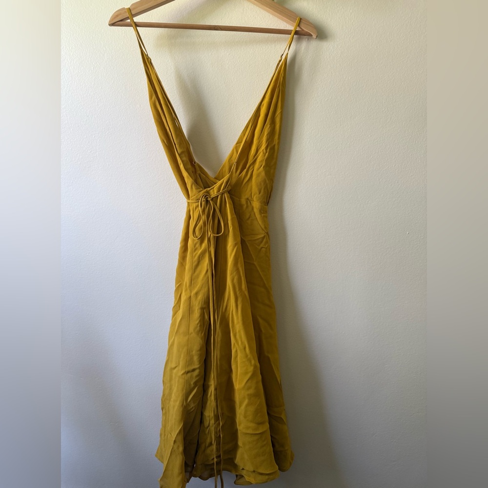 Reformation Mustard Wrap Dress